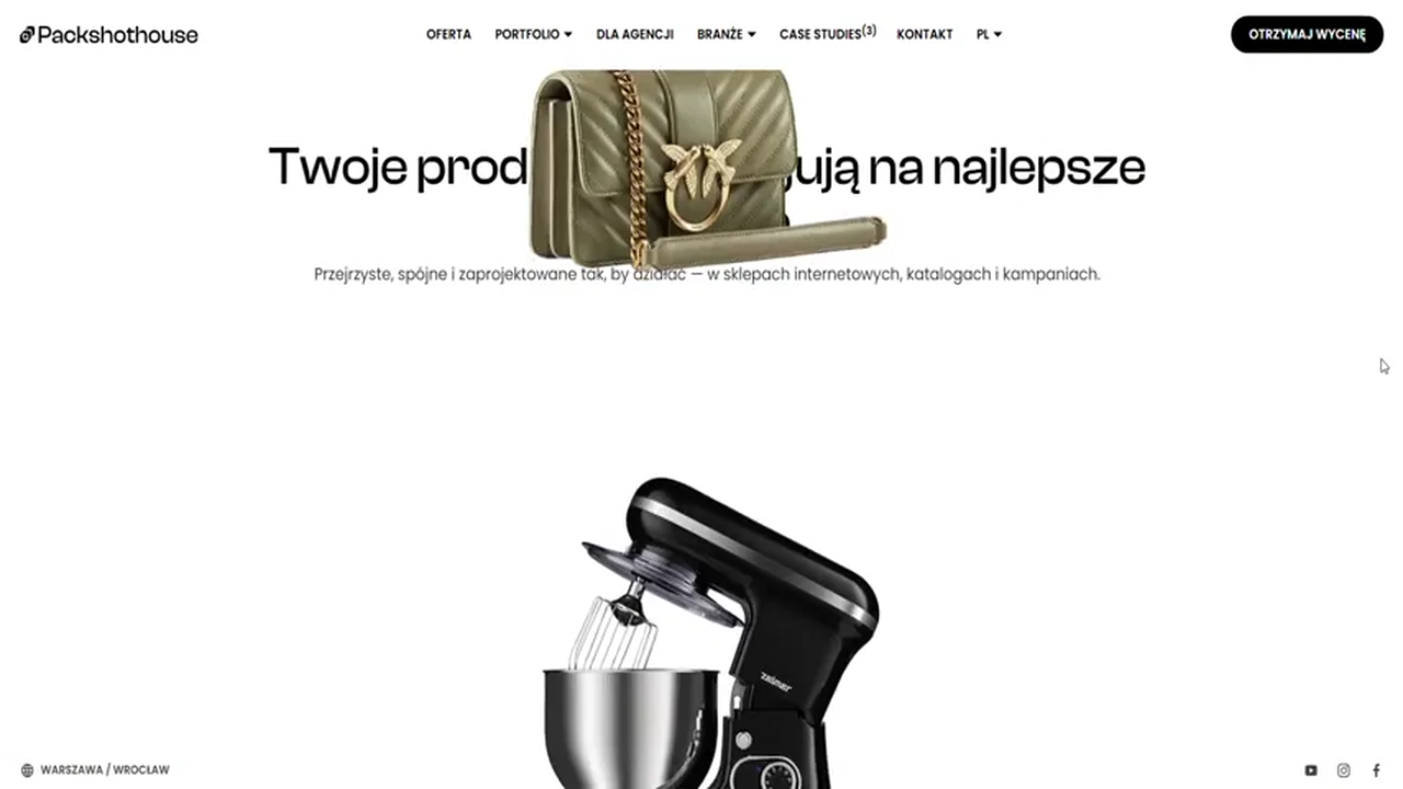 Packshothouse — podgląd zaprojektowanego serwisu