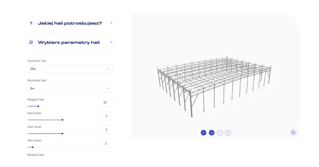 Konfigurator REKORD: wybór parametrów i podgląd konstrukcji 3D